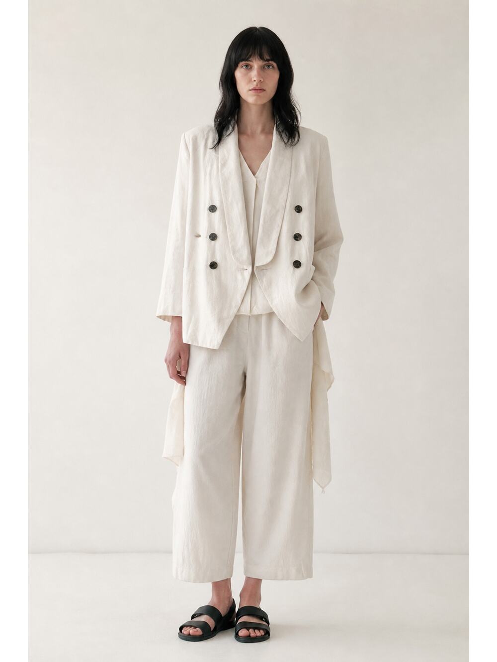 Maria Stanley Organic Cotton Maximo Blazer Jacket Bone White Womens Size XS New